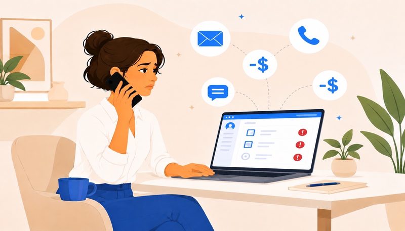Small business owner managing invoices