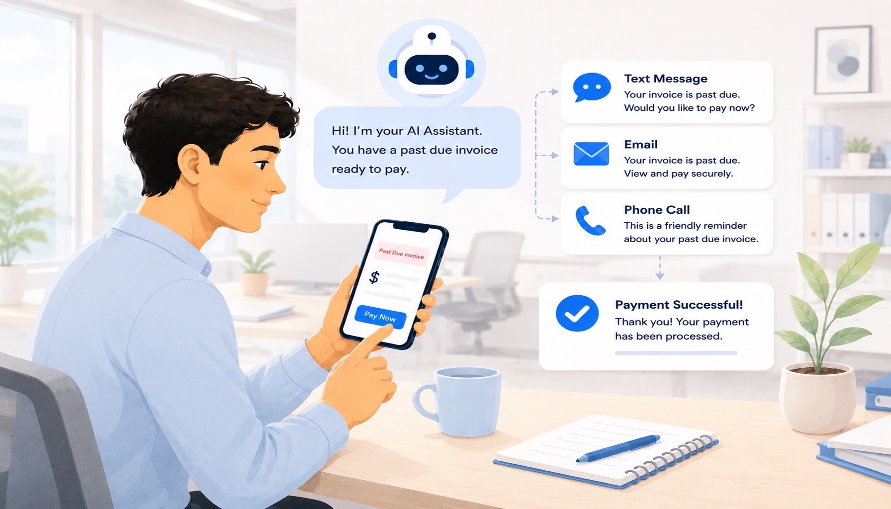 Automatic reminders by email, text, and phone